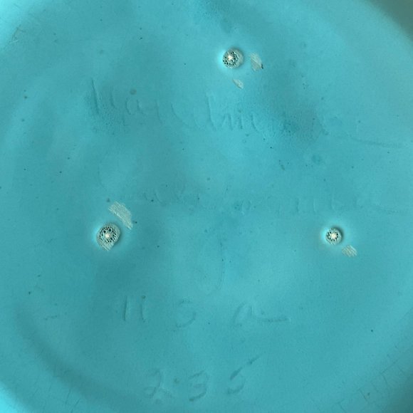 Caliente Pottery Aqua Blue Flower Dish Virgil Haldeman Made in Burbank CA - Picture 7 of 7